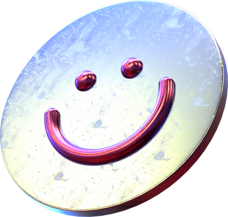 Chrome and Metal Smiley Face
